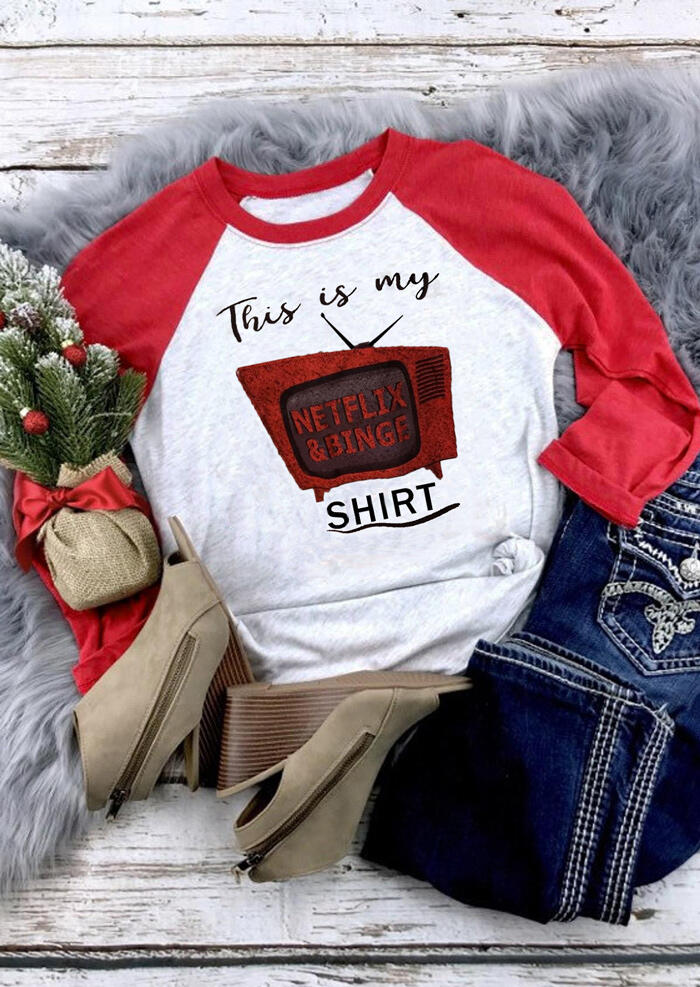 

Tees T-shirts This Is My Netflix And Binge T-Shirt Tee - Red. Size: S,M,,XL
