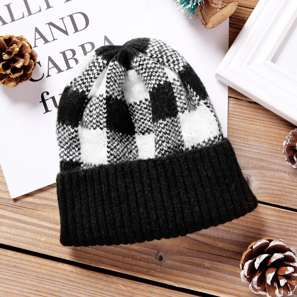 

Hats Winter Plaid Warm Knitted Hat. Size, #1