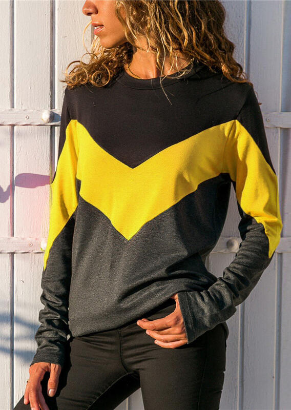 

Tees T-shirts Color Block V-Shapd O-Neck T-Shirt Tee. Size: ,2XL, Yellow