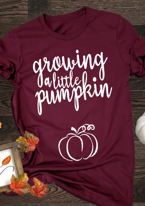 Maternity Growing A Little Pumpkin T-Shirt Tee - Burgundy thumbnail