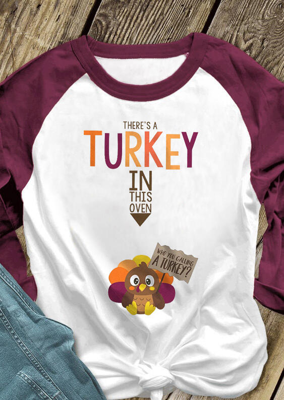 T-shirts Tees Women There's A Turkey In This Oven T-Shirt Tee in White. Size: L,M,S,XL