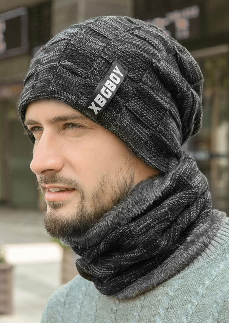 

Men Winter Warm Scarf and Knitted Hat Set, #1, 456470