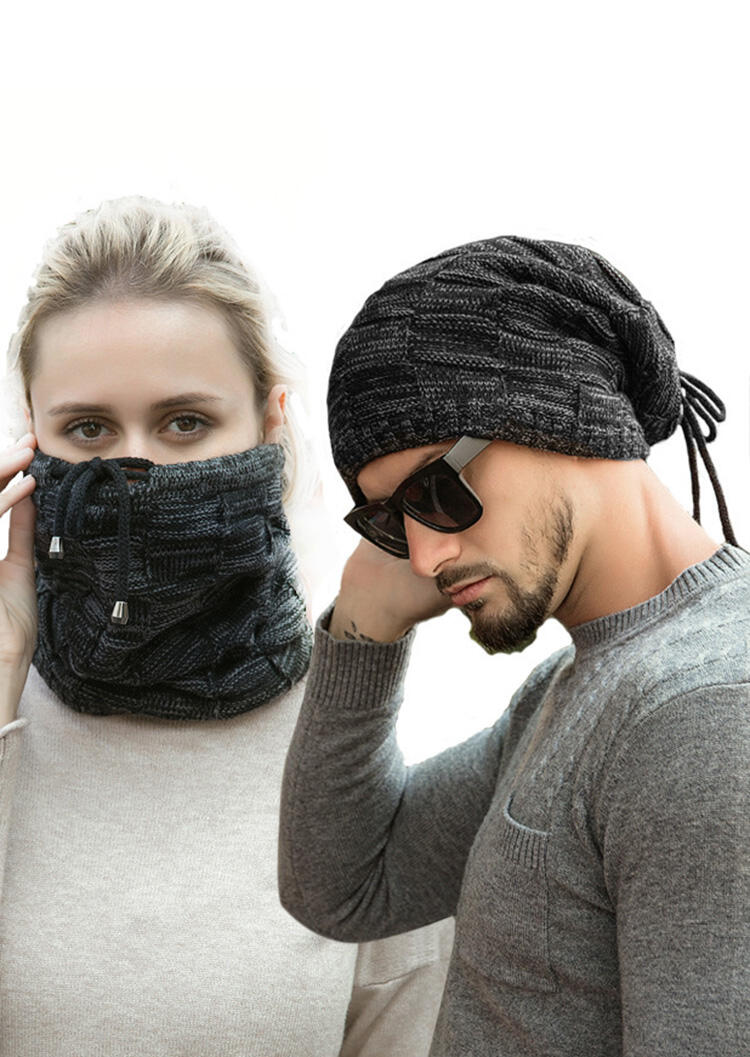 

Multifunctional Winter Warm Wrap Scarf Knitted Hat, Black, 456498