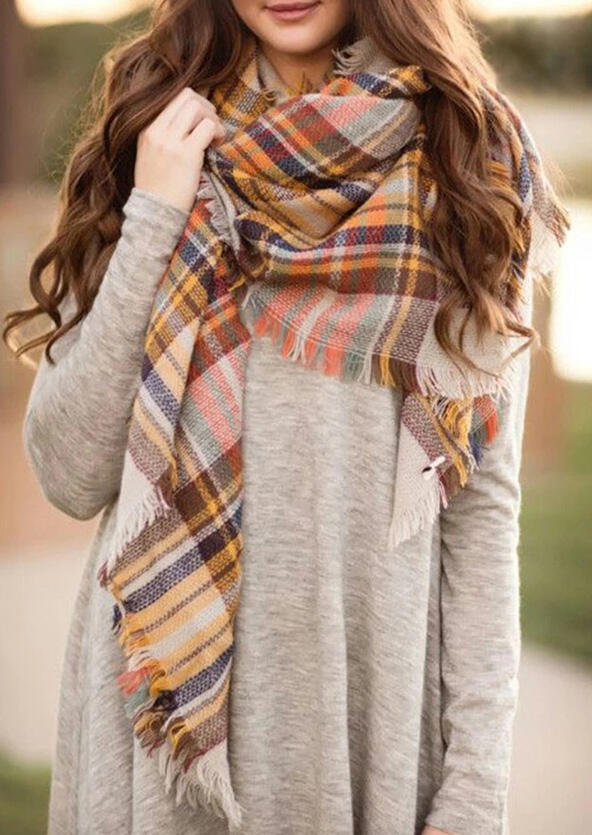 

Scarves Winter Warm Colorful Plaid Wrap Shawl Scarf in #1,#2. Size