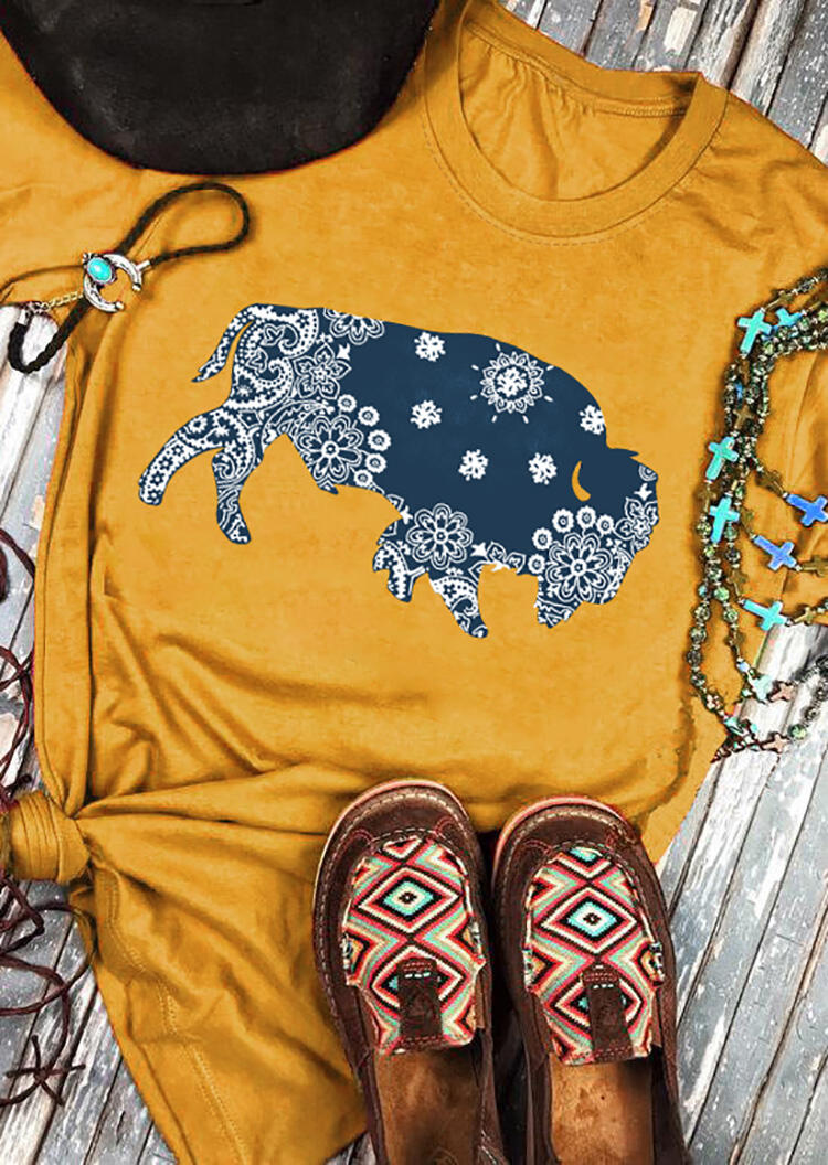 

Tees T-shirts Mustang Roam Printed T-Shirt Tee - Yellow. Size: M