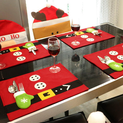 

Christmas Table Mat Knife and Fork Cloth Cover, Red, 456801