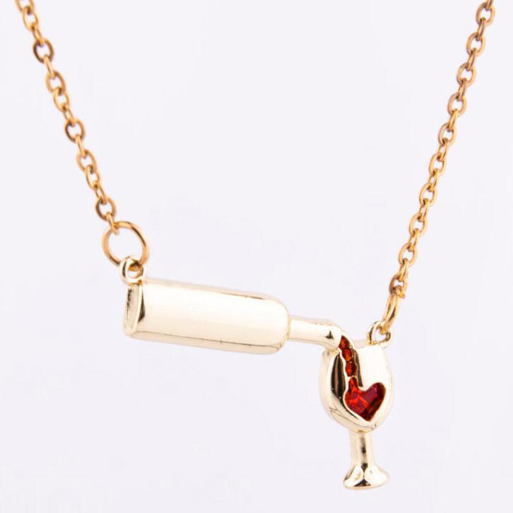 

Love Heart Wine Bottle Pendant Necklace, Gold;silver;rose gold, 456804