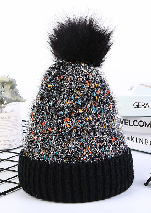 

Women's Winter Soft Knitted Hat with Faux Fur Pom Pom, #1, 456502
