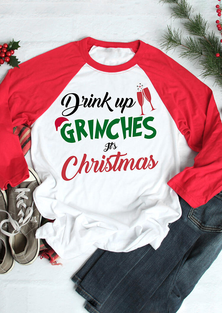 

Drink Up Grinches It'' Christmas T-Shirt Tee - White, 456771