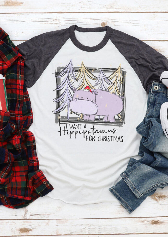 

I Want A Hippopotamus For Christmas T-Shirt Tee - White, 456858