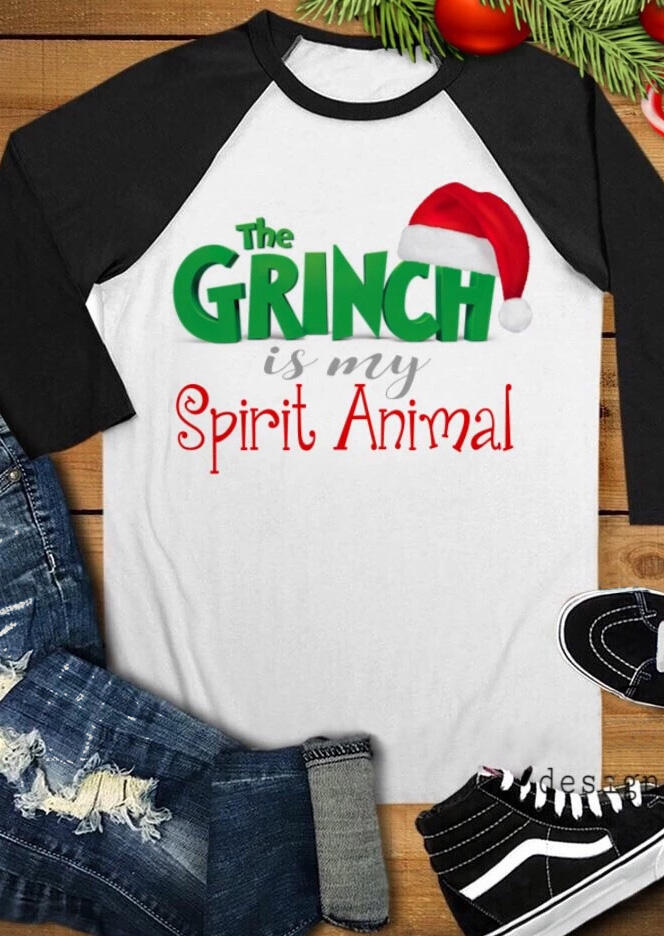 

Tees T-shirts The Grinch is My Spirit Animal T-Shirt Tee - White. Size: S,M