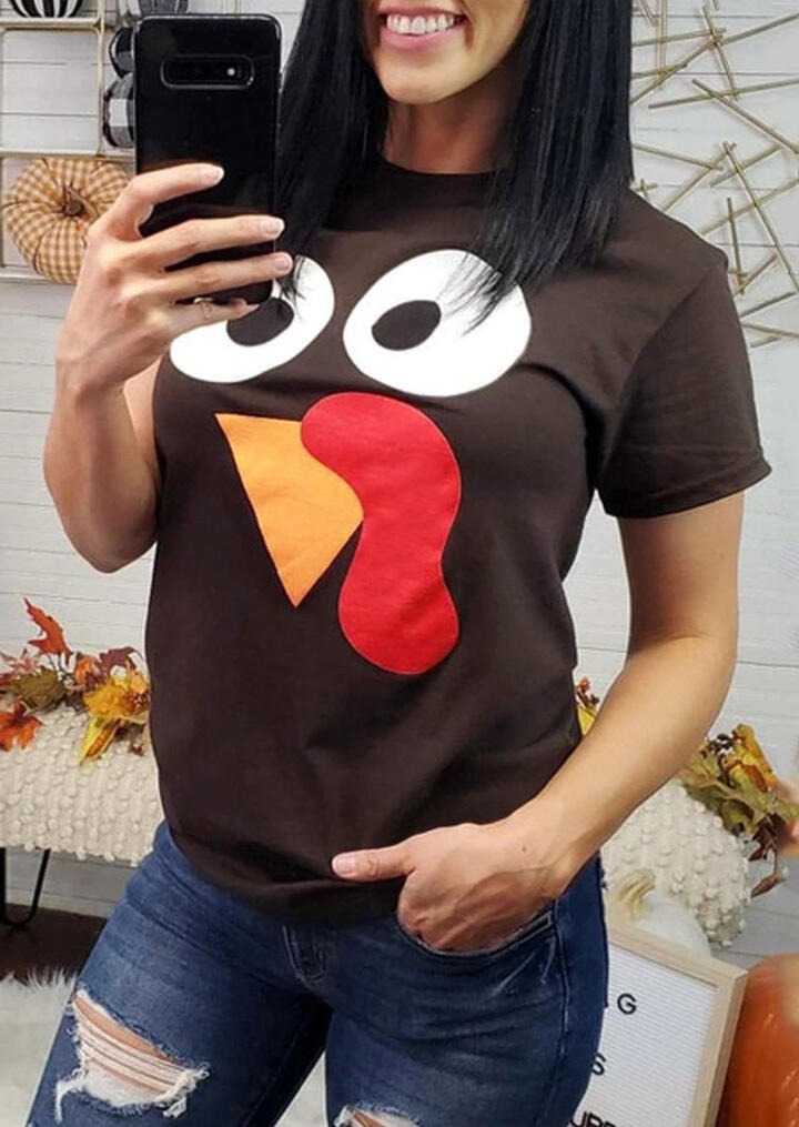 

Funny Turkey Face T-Shirt Tee - Coffee, 456903