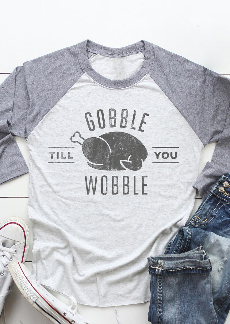 

Tees T-shirts Gobble Till You Wobble T-Shirt Tee - Light Grey. Size: ,M