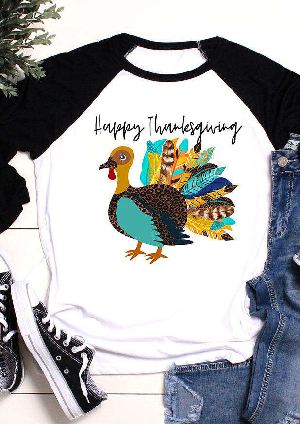 Happy Thanksgiving Turkey T-Shirt Tee – White
