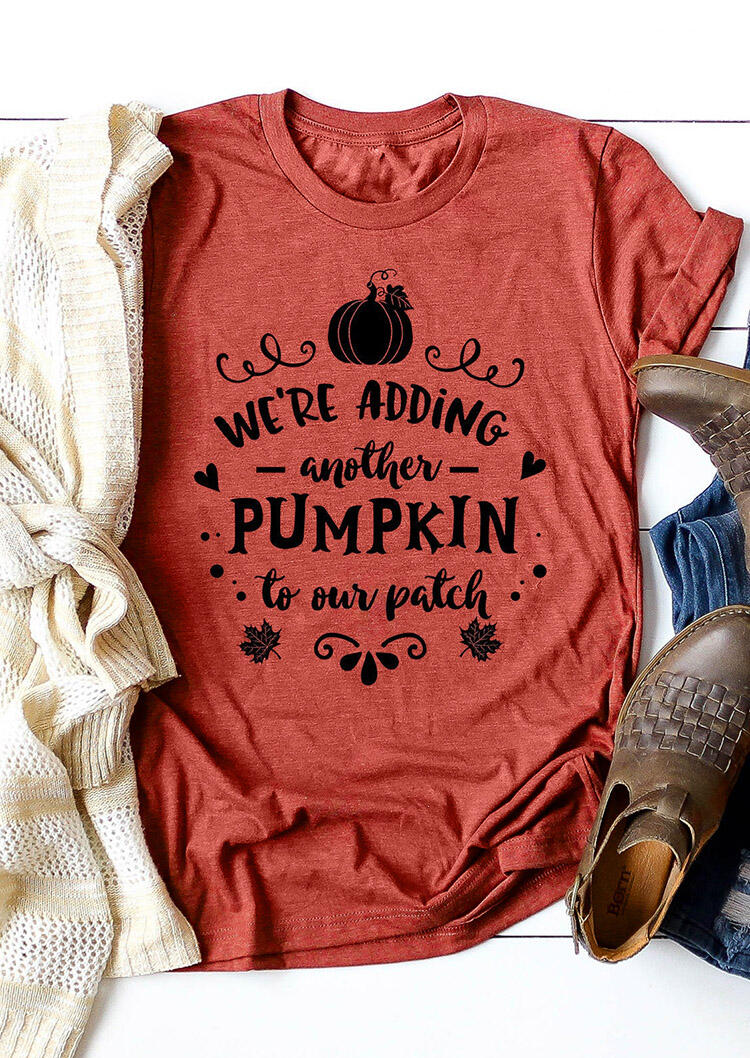 

Maternity Clothes Maternity Adding Another Pumpkin To Our Patch T-Shirt Tee - Brick Red. Size: S,M,,XL