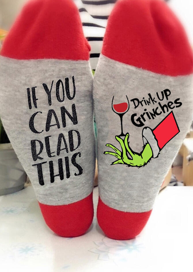 Christmas Drink Up Grinches Graphic Socks
