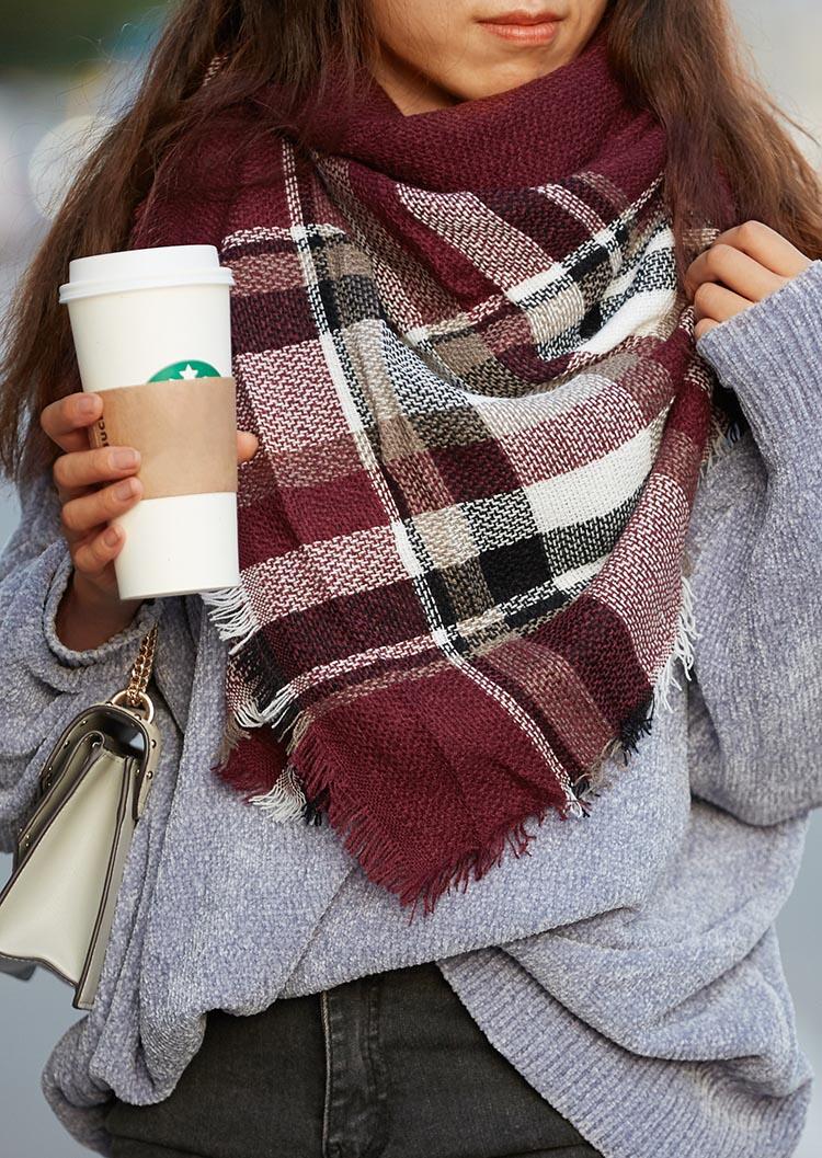 

Scarves Plaid Winter Warm Wrap Shawl Scarf in Pink. Size
