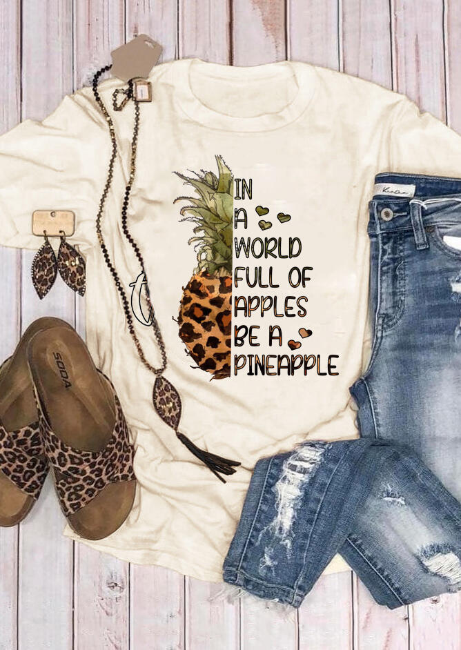 

Full Of Apples Be A Pineapple T-Shirt Tee - Beige, 456979