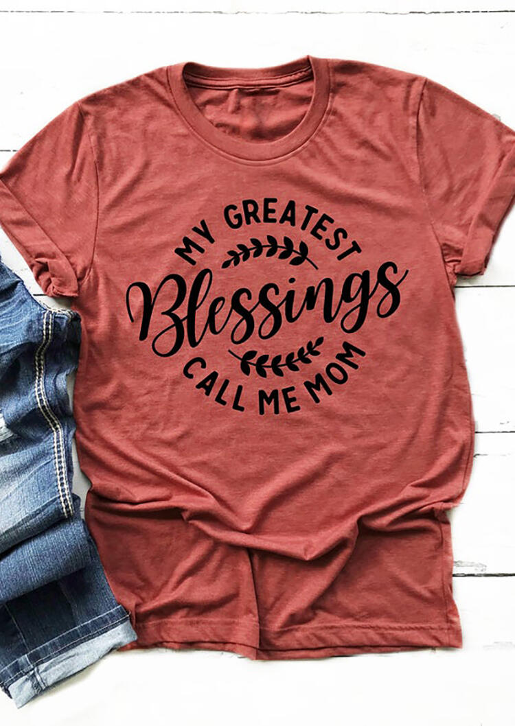 

T-shirts Tees My Greatest Blessings Call Me Mom T-Shirt Tee in Brick Red. Size