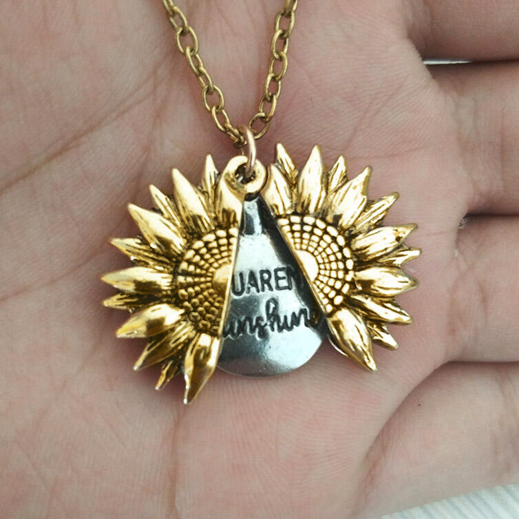 

You Are My Sunshine Sunflower Pendant Necklace, Gold;silver, 457036