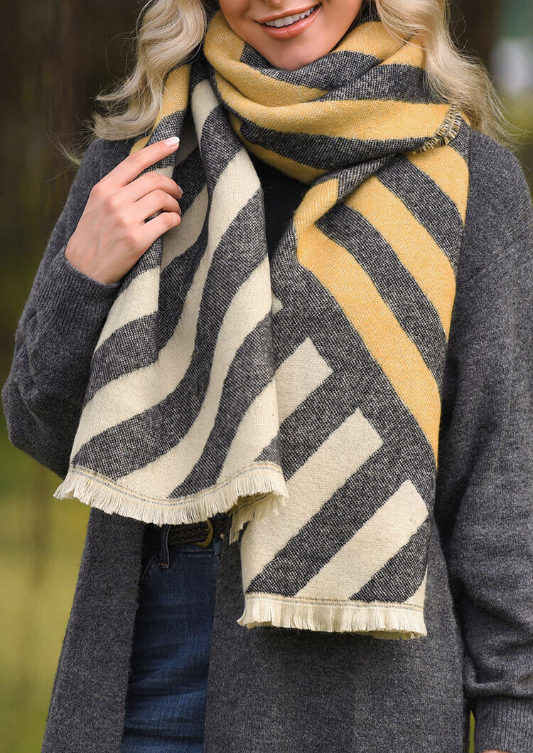 

Scarves Striped Winter Warm Cashmere Feel Scarf. Size, Light yellow