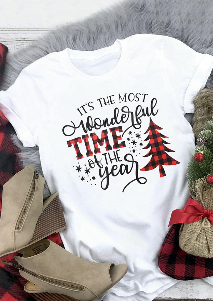 

T-shirts Tees Christmas Its the Most Wonderful Time of The Year T-Shirt in White. Size