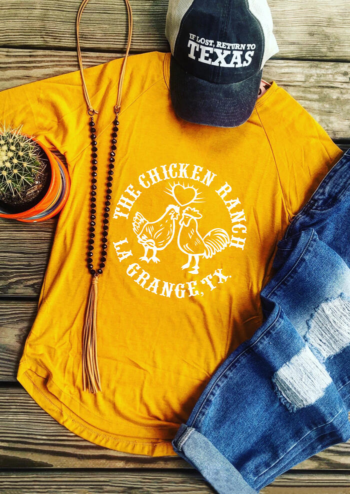 

Tees T-shirts The Chicken Ranch O-Neck T-Shirt Tee - Yellow. Size: ,M