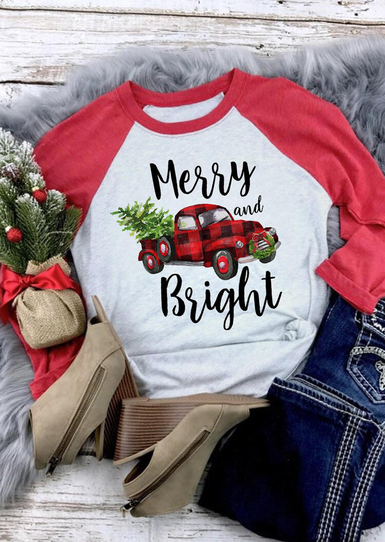 

Plaid Car Merry And Bright T-Shirt Tee - Light Grey, 457155