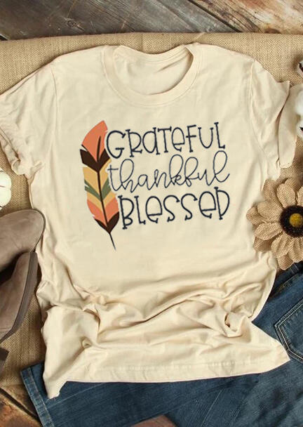 

Grateful Thankful Blessed Arrow T-Shirt Tee - Cream, 457159
