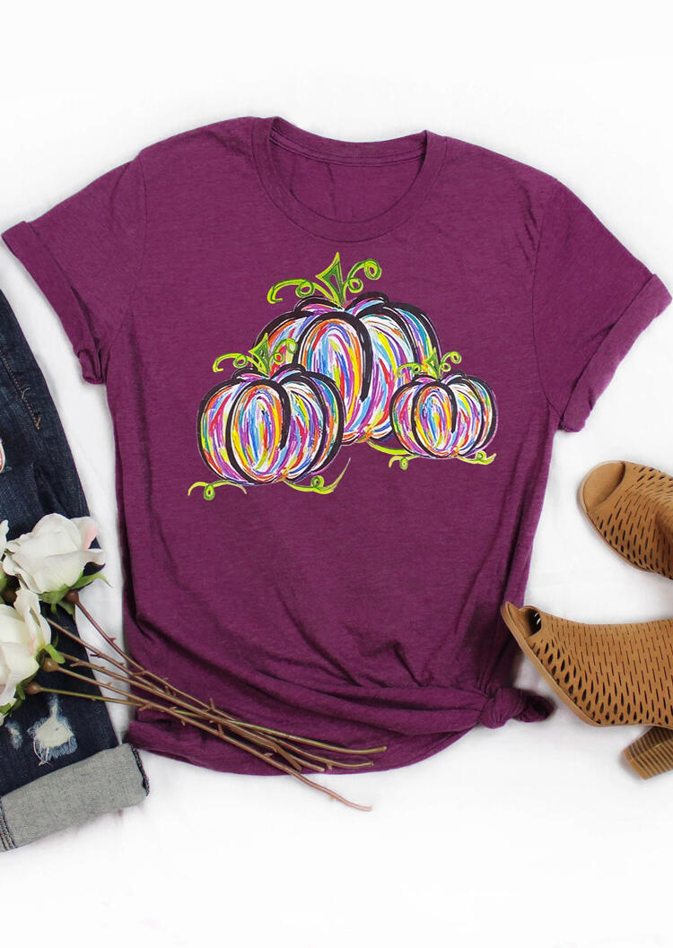 

Colorful Pumpkin T-Shirt Tee - Plum, 457179