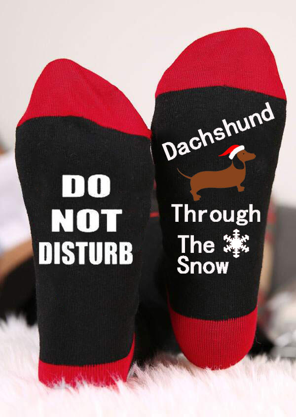 

Dachshund Through The Snow Socks, Black, 456724