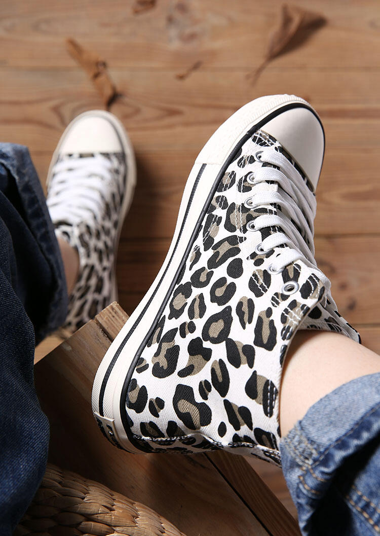 

Leopard Printed Lace-Up High Top Sneakers, 457139