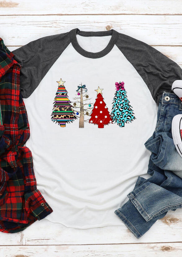 

Tees T-shirts Leopard Printed Christmas Tree T-Shirt Tee in White. Size