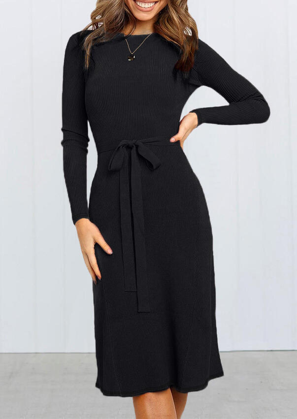 

Casual Dresses O-Neck Casual Dress without Necklace - Black. Size