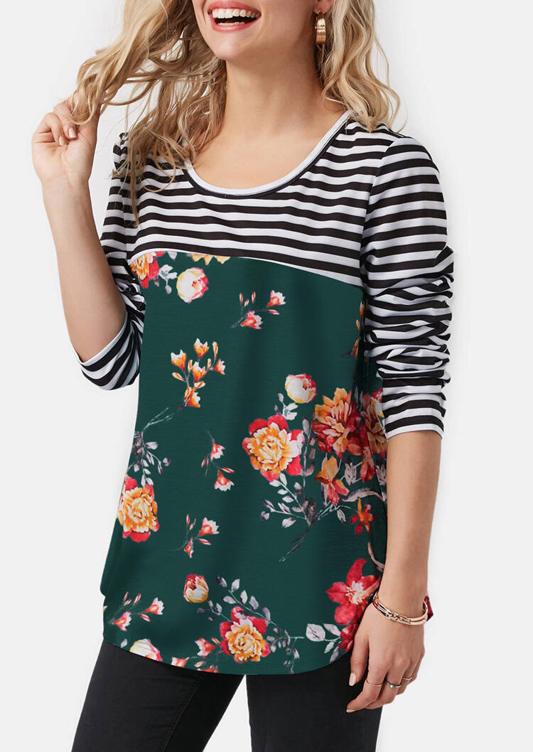 

Tees T-shirts Striped Floral Lace Splicing Button T-Shirt Tee. Size, Stripe