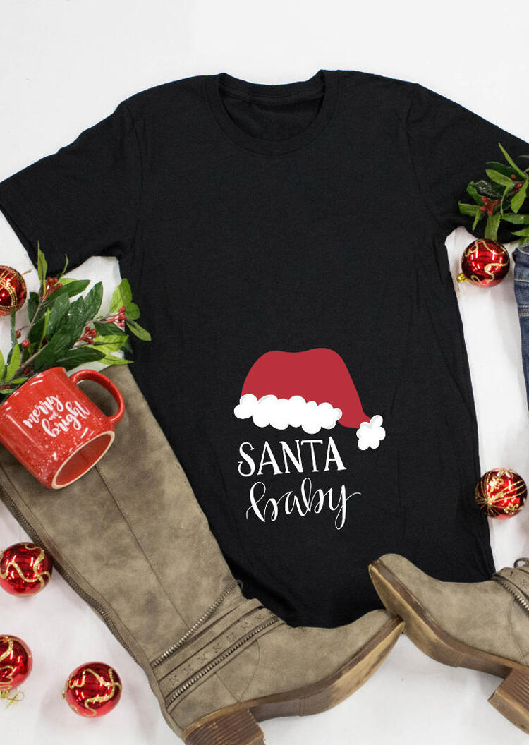 

Maternity Santa Baby T-Shirt Tee - Black, 457332