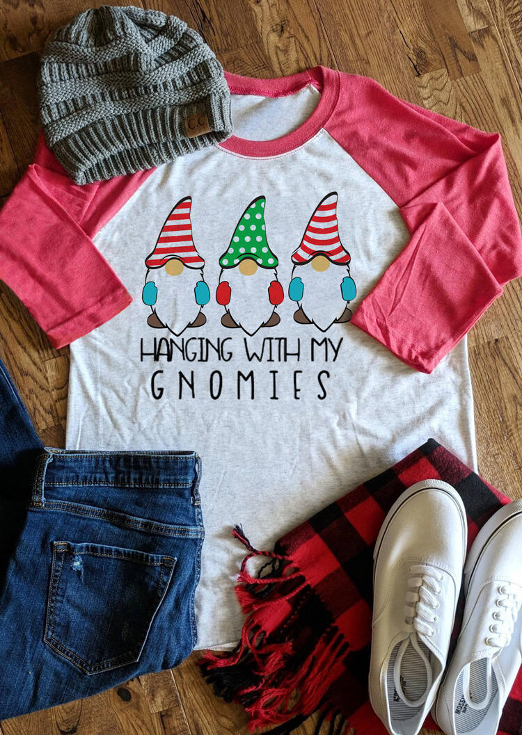 

Hanging With My Gnomies Christmas Santa T-Shirt Tee - Light Grey, 457346
