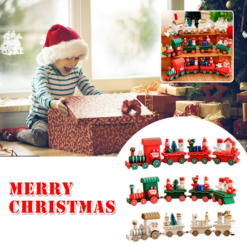 

Home Decor Christmas Wooden Train in Green,White,Red