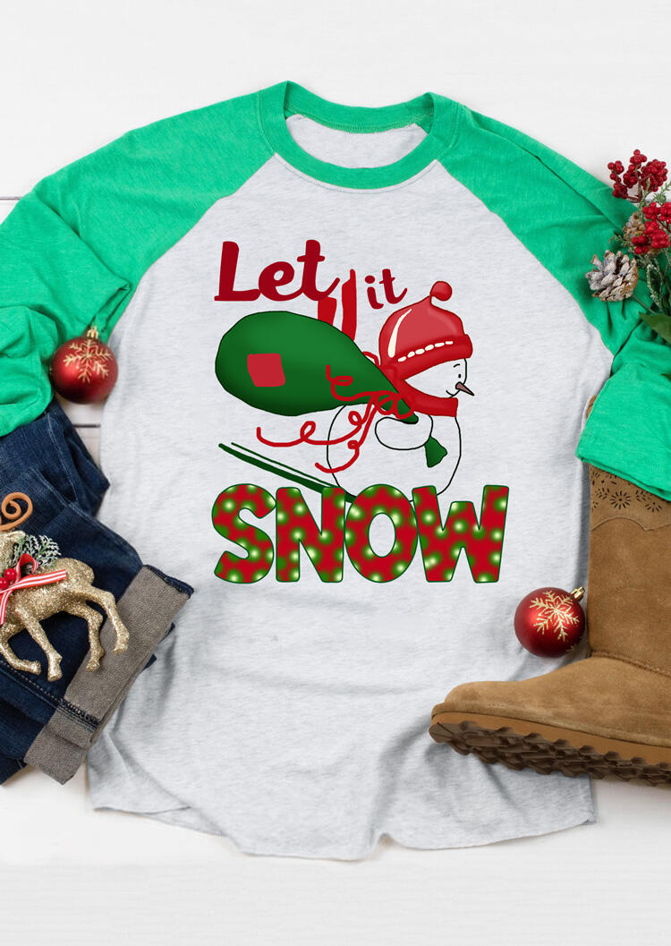 

Tees T-shirts Christmas Let It Snow T-Shirt Tee - Light Grey. Size: S,M,,XL