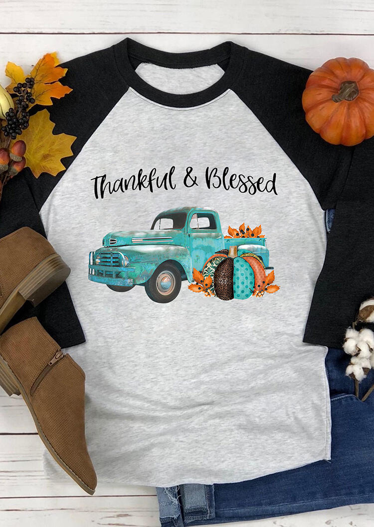 

Thankful & Blessed T-Shirt Tee - Gray, 457418