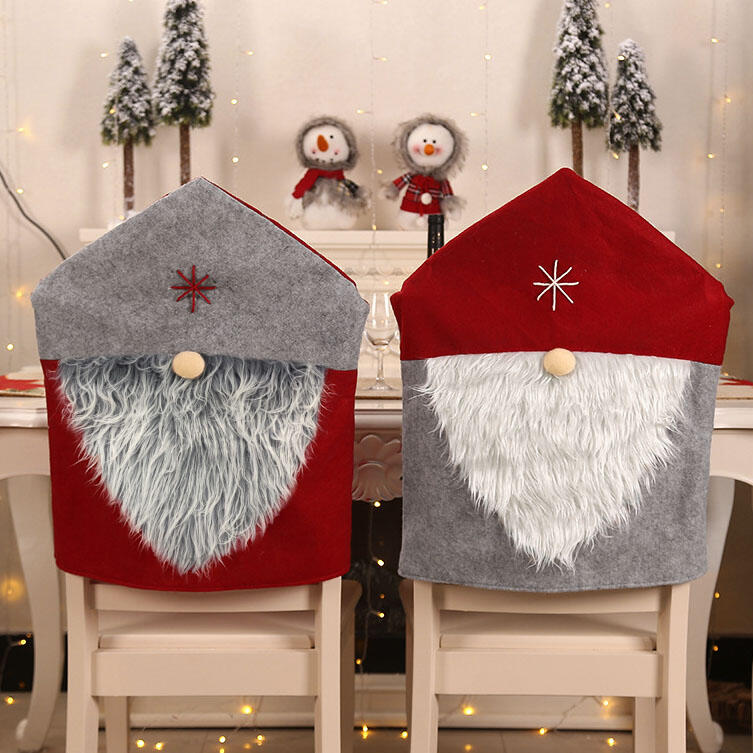 

Santa Claus Hat Christmas Ornament Chair Cover in Gray. Size