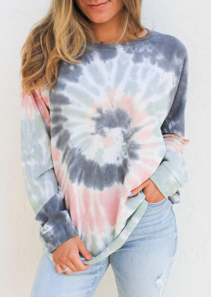 

Spiral Tie Dye O-Neck T-Shirt Tee without Necklace - Multicolor, 457492