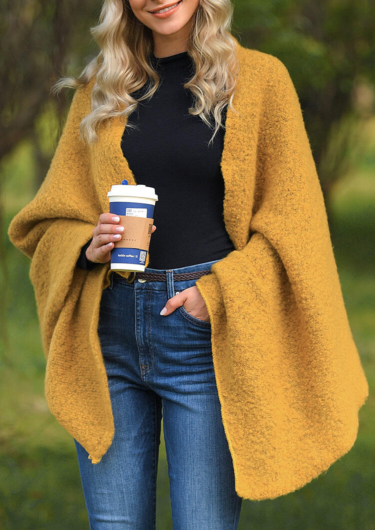 

Women's Solid Warm Knitted Scarf, Yellow, 456728