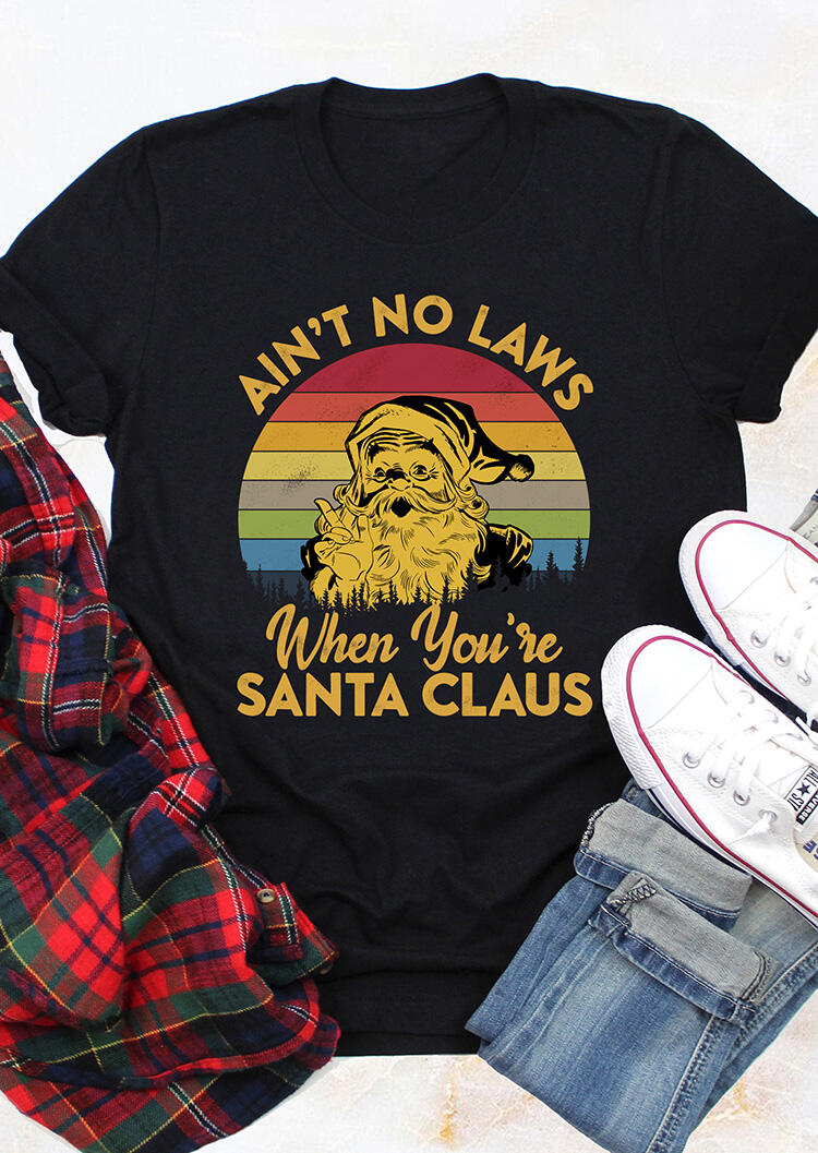 

Tees T-shirts Ain't No Laws When You're Santa Claus T-Shirt Tee - Black. Size: M