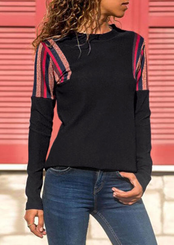 

Tees T-shirts Striped Splicing T-Shirt Tee - Black. Size: S,M,,XL
