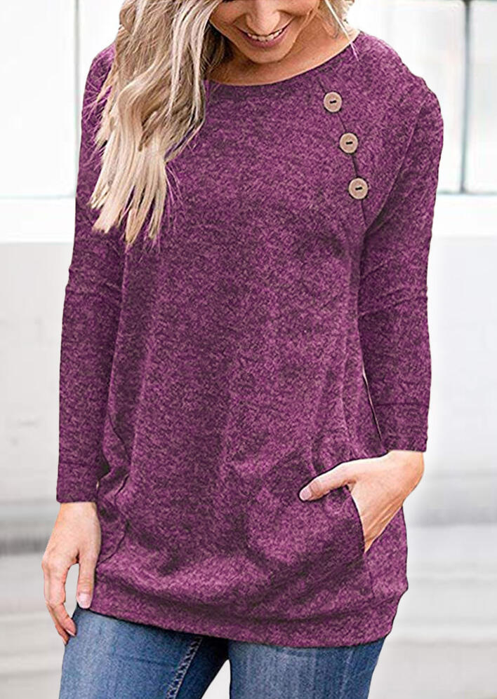 

Blouses Pocket Buton Blouse - Plum. Size: ,M