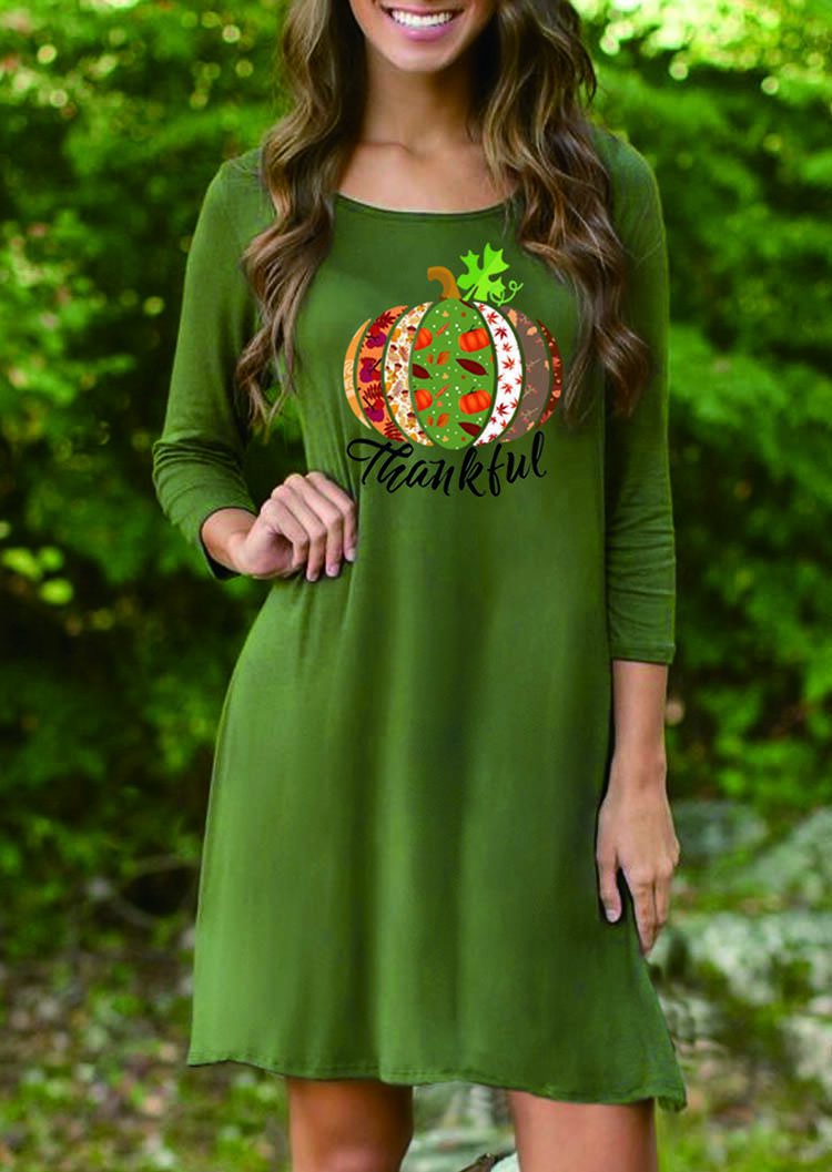 

Mini Dresses Thankful Pumpkin Mini Dress - Green. Size: ,M