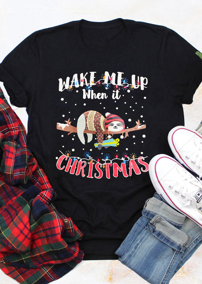 

Wake Me Up When It Christmas T-Shirt Tee - Black, 457813