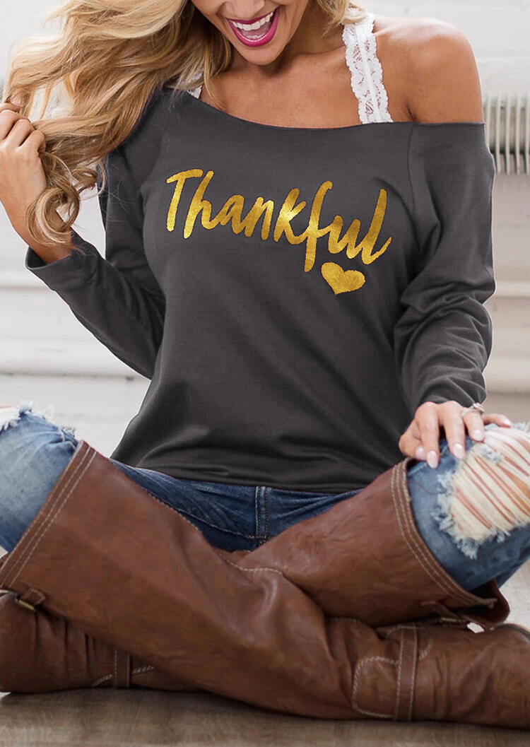 

Thankful Heart Off Shoulder Blouse without Strap - Gray, 457894
