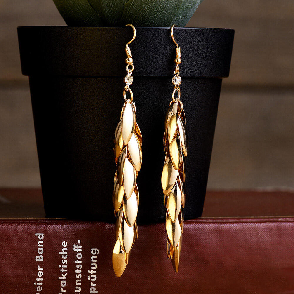 

Earrings Wheat Long Tassel Pendant Earrings. Size, Gold